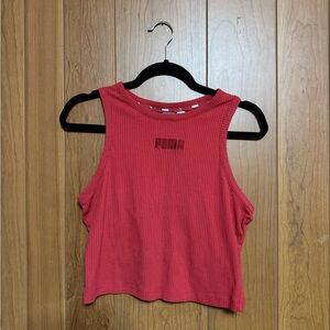 Puma Red Ribbed Activewear Crop Top